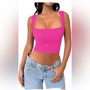 Women's👱🏽‍♀️Sleeveless Ribbed SeamlessSquare Neck GoingOutWorkoutCropTop Sz XS